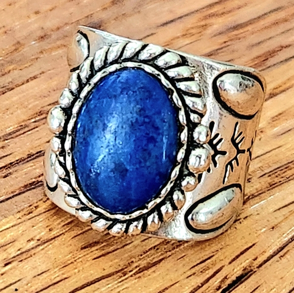VINTAGE! CAROLYN POLLACK RELIOS 925 Sterling Silver Blue Lapis Southwestern Ring - Picture 1 of 10